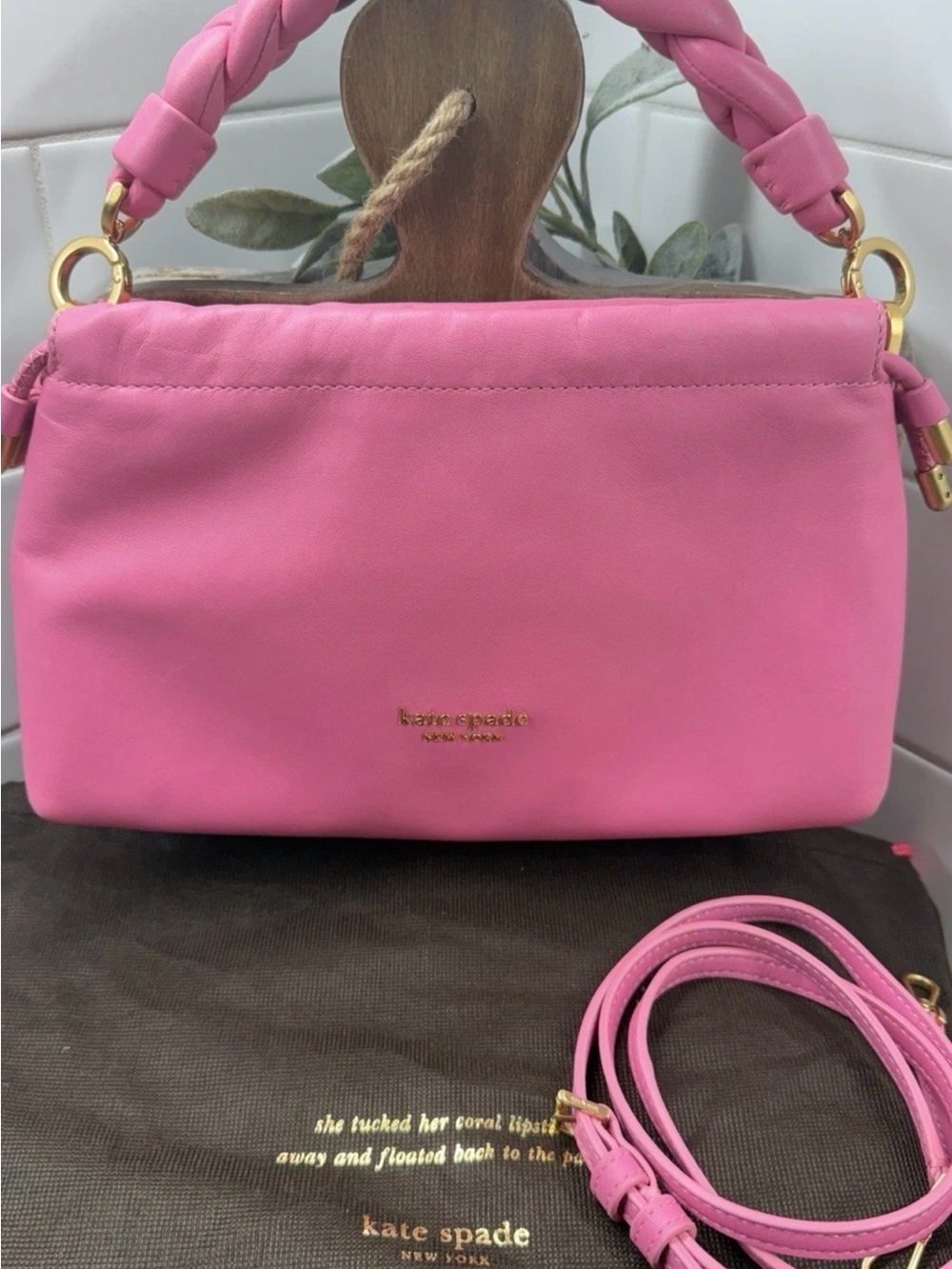 HTF & discontinued Kate Spade pink meringue lambskin crossbody